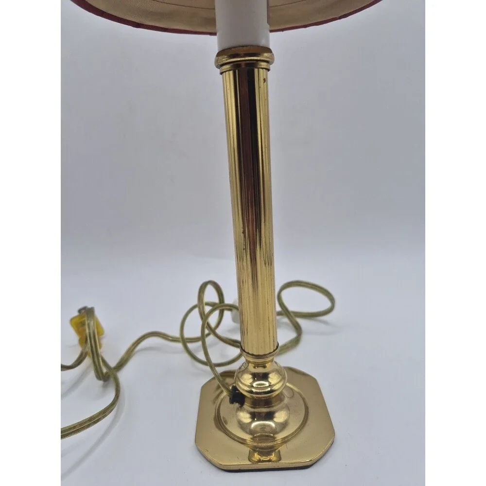 Vintage Small Brass Candlestick Lamp w/  Lamp Shade 13